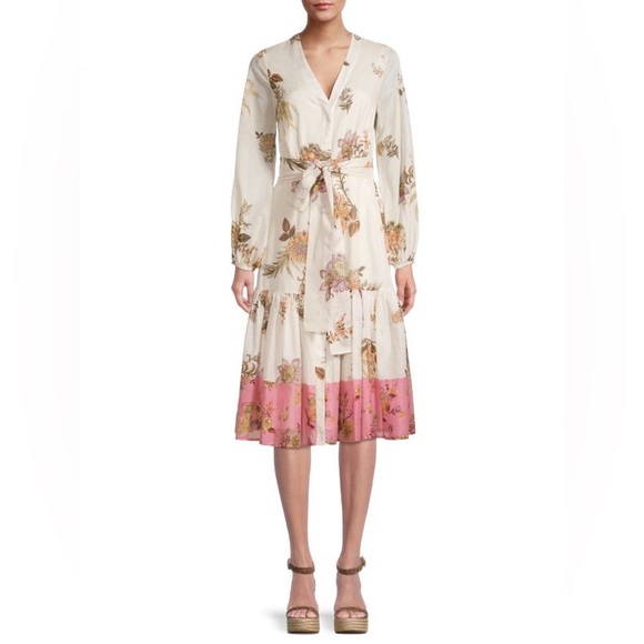 Kobi Halperin Denise Floral Belted Midi-Dress Size L - Picture 9 of 9